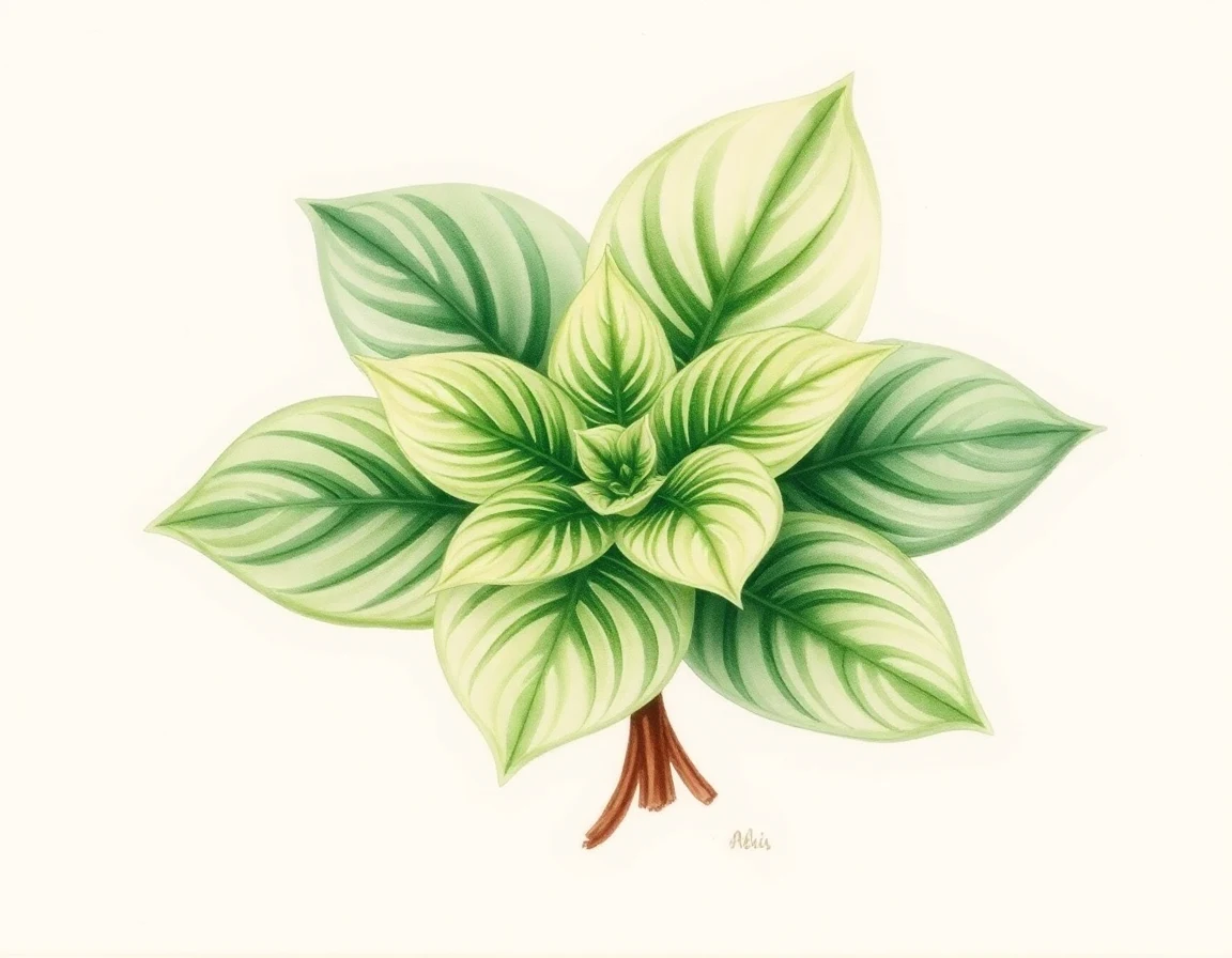 Watercolor illustration of Hosta 'Cyclone Wrestling'