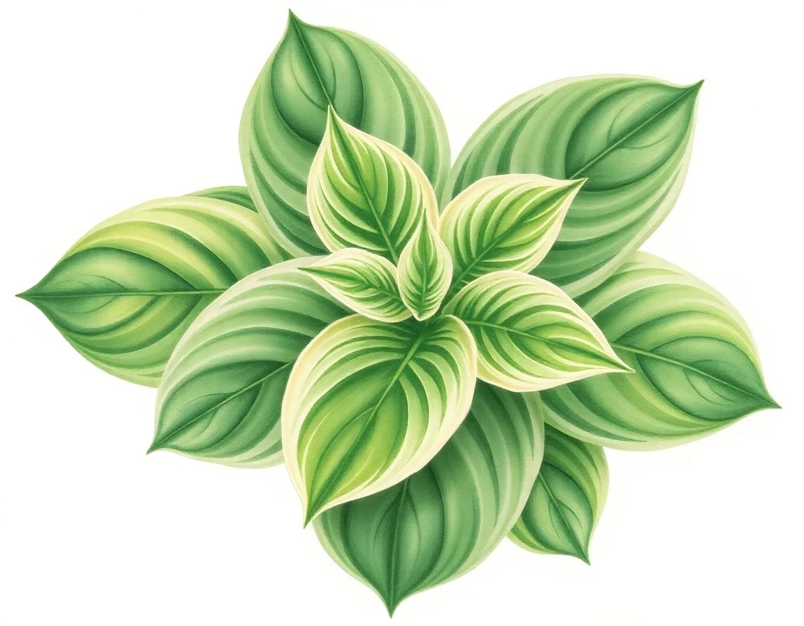 Watercolor illustration of Hosta 'Daisy Doolittle'