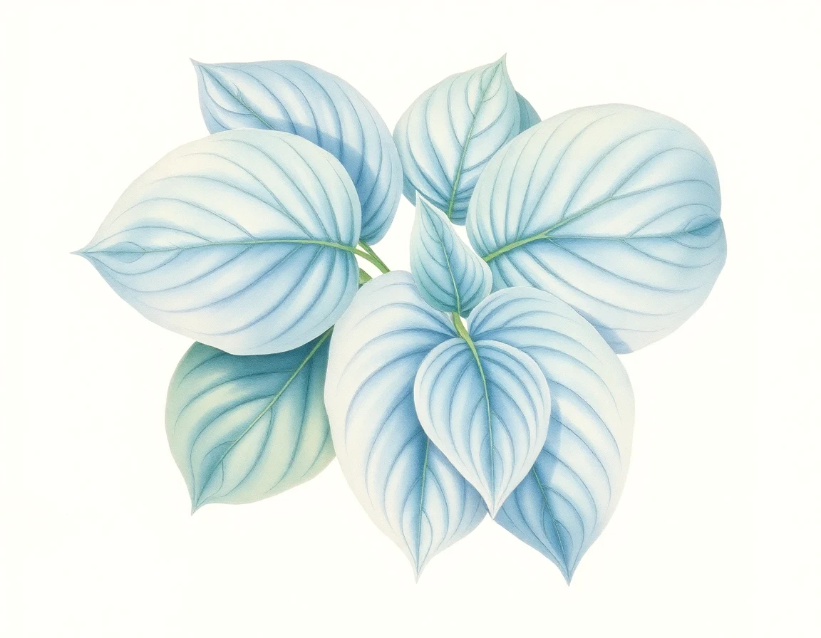 Watercolor illustration of Hosta 'Dale's Blue Gray'