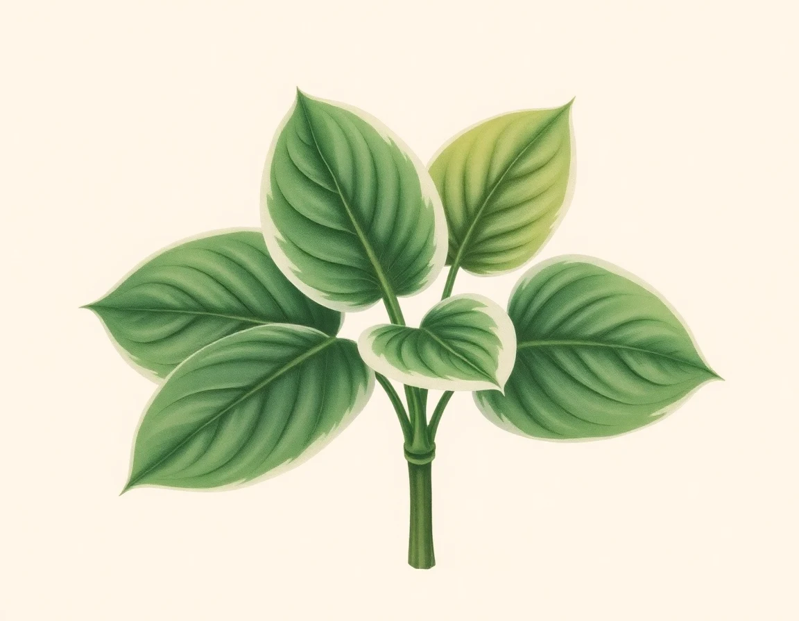 Watercolor illustration of Hosta 'Dark Forest'