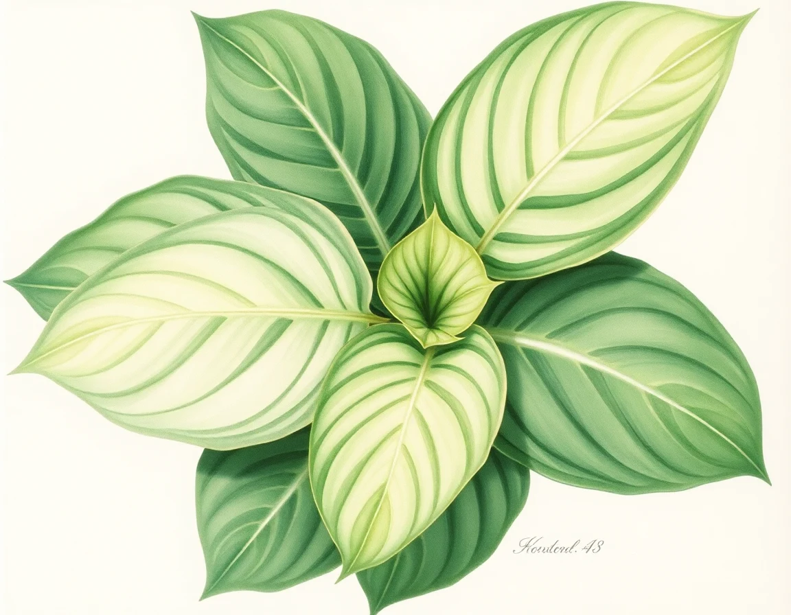 Watercolor illustration of Hosta 'Deep Pockets'