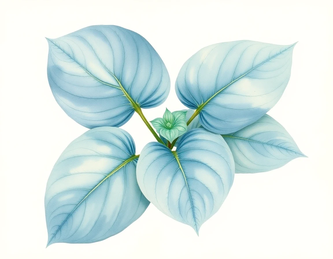 Watercolor illustration of Hosta 'Delaware Blue Hen'