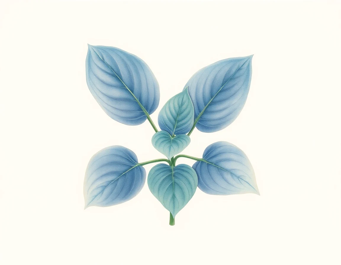 Watercolor illustration of Hosta 'Denim Jacket'