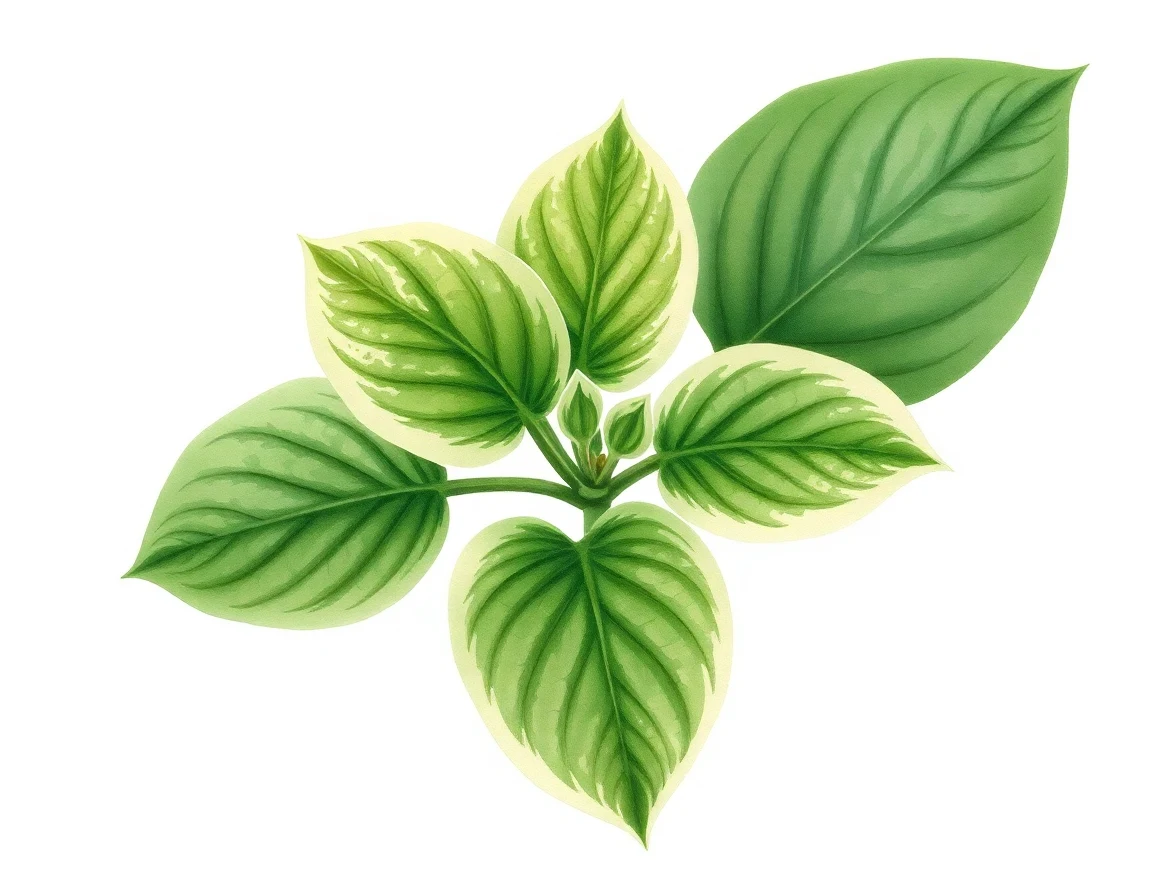 Watercolor illustration of Hosta 'Dew Drop'