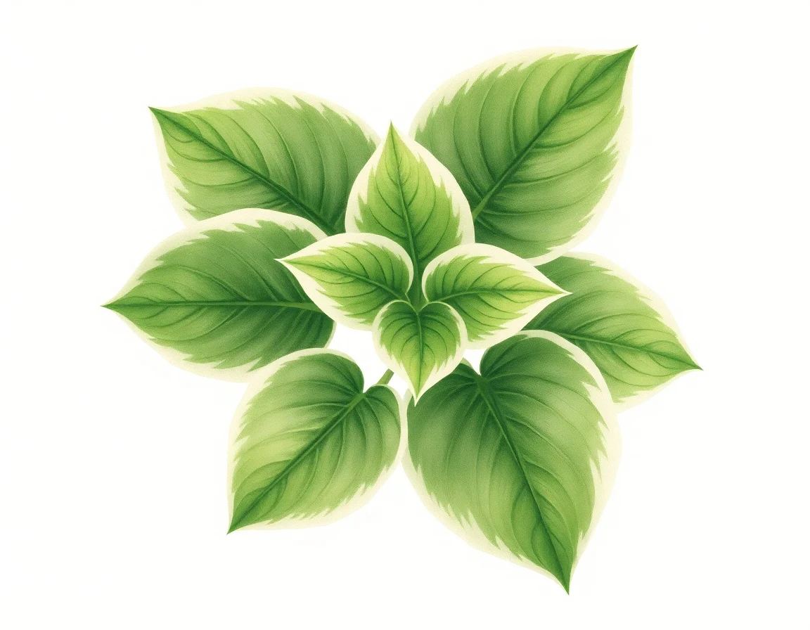 Watercolor illustration of Hosta 'Diamond Tiara'