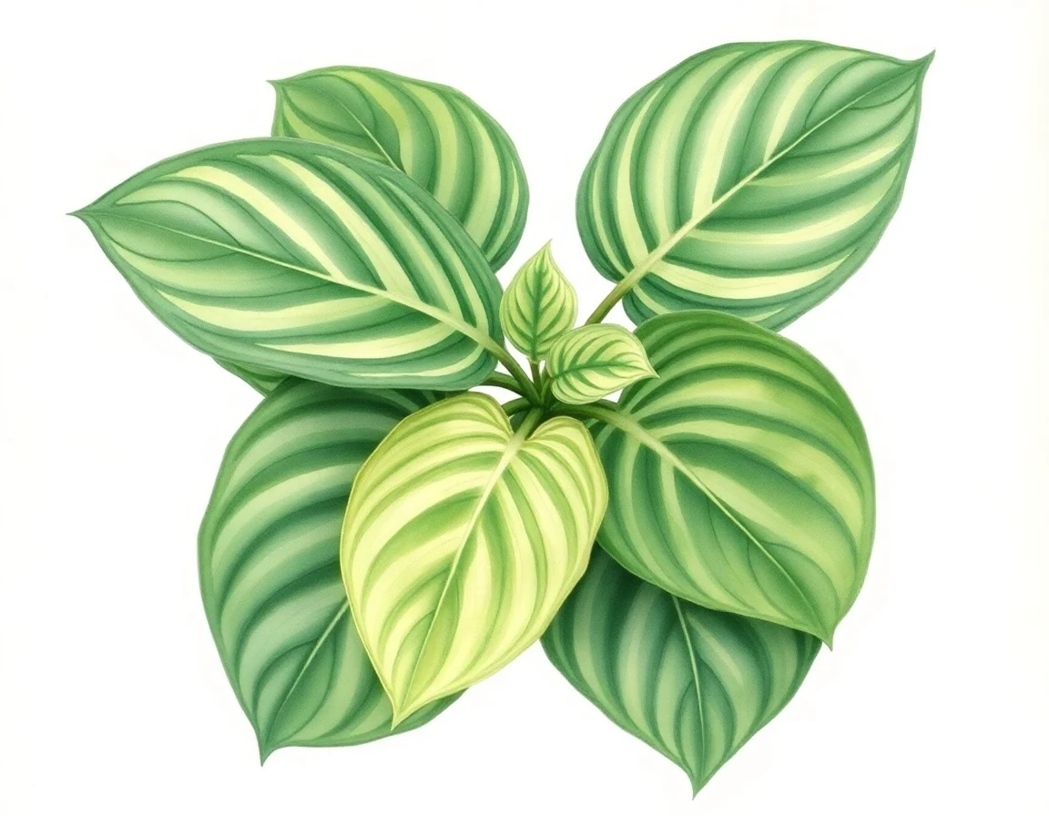 Watercolor illustration of Hosta 'Donahue Piecrust'