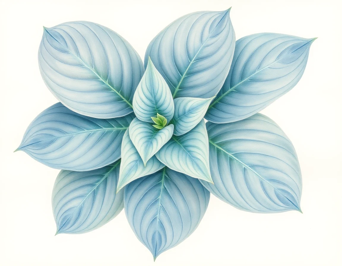 Watercolor illustration of Hosta 'Doubloons'
