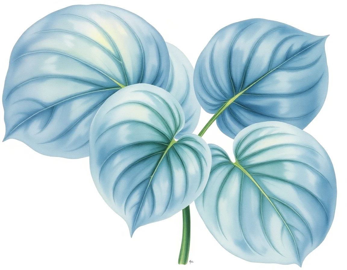 Watercolor illustration of Hosta 'Downpour'
