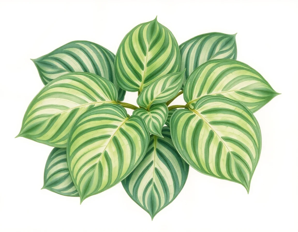 Watercolor illustration of Hosta 'Dragon Wings'