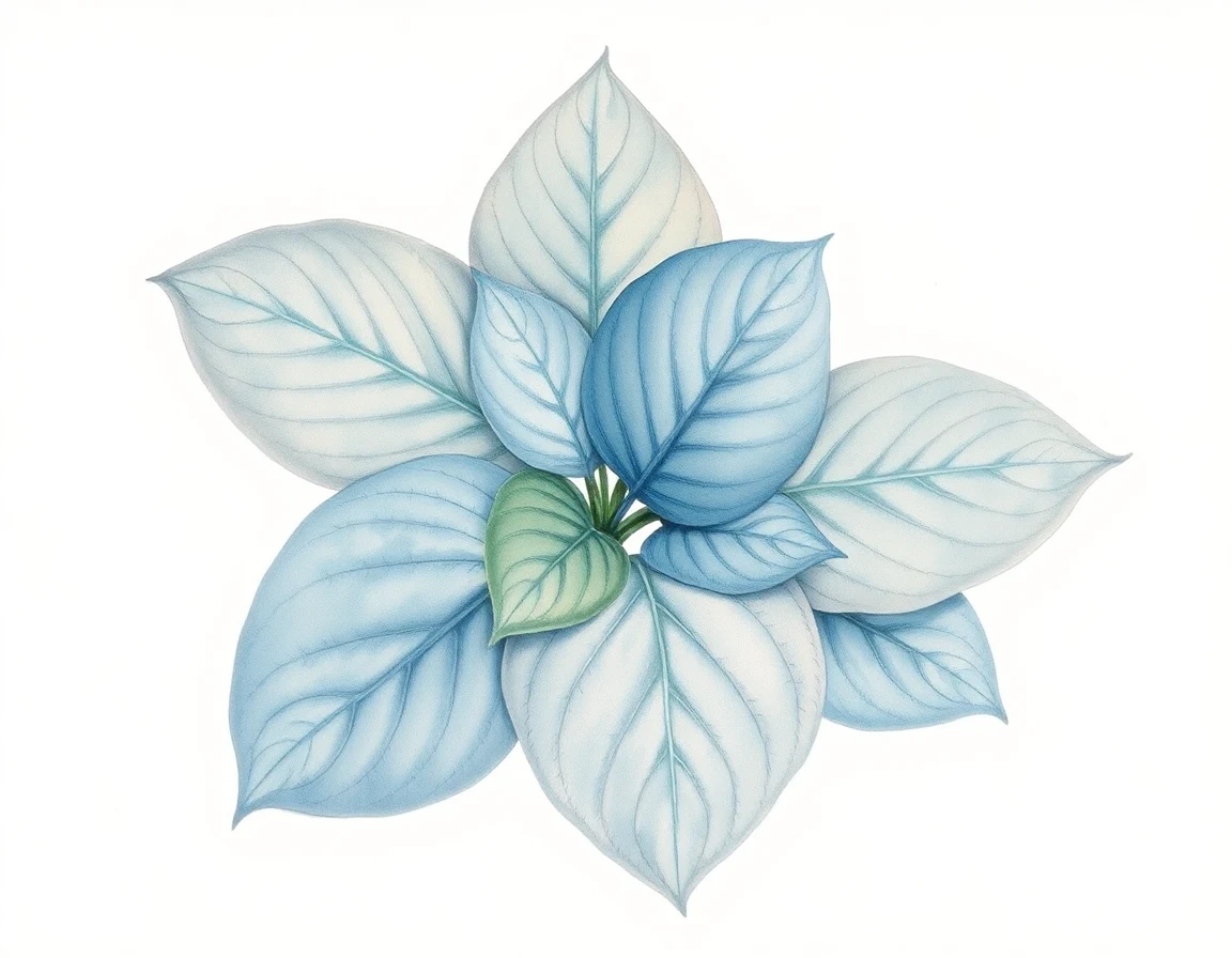 Watercolor illustration of Hosta 'Dragon's Eye'