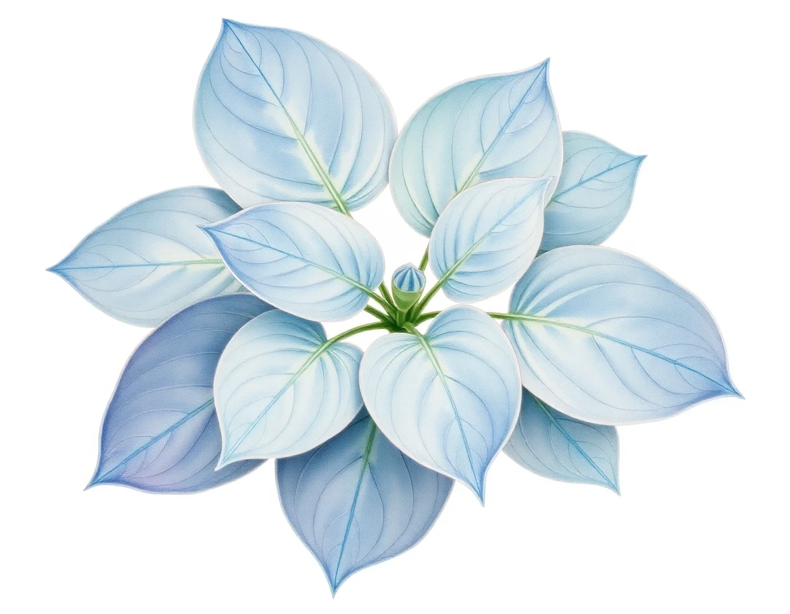 Watercolor illustration of Hosta 'Dress Blues'