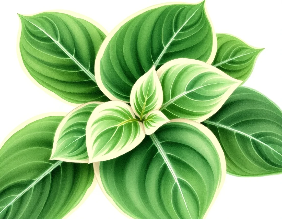 Watercolor illustration of Hosta 'Dutch Flame'