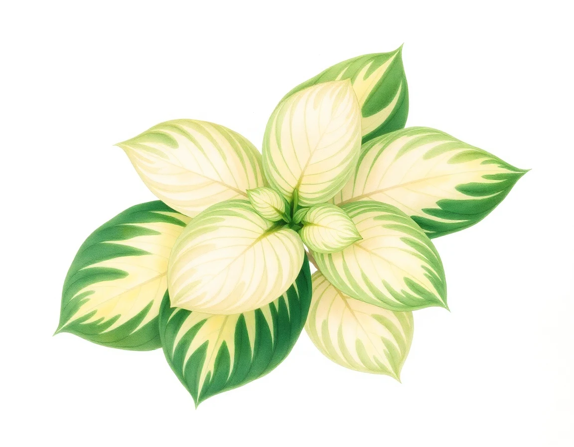Watercolor illustration of Hosta 'Ebony Knight'