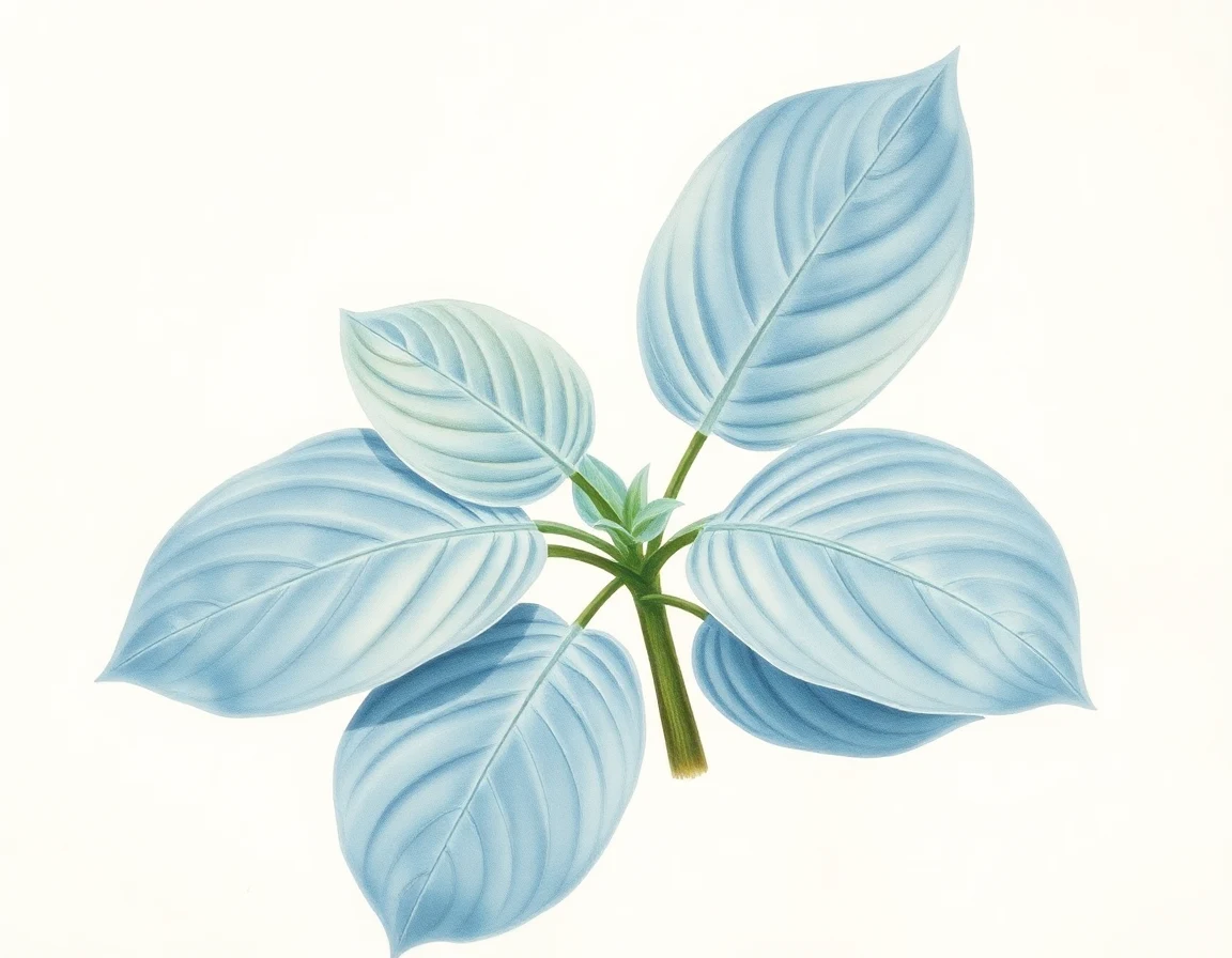 Watercolor illustration of Hosta 'Ebony Towers'