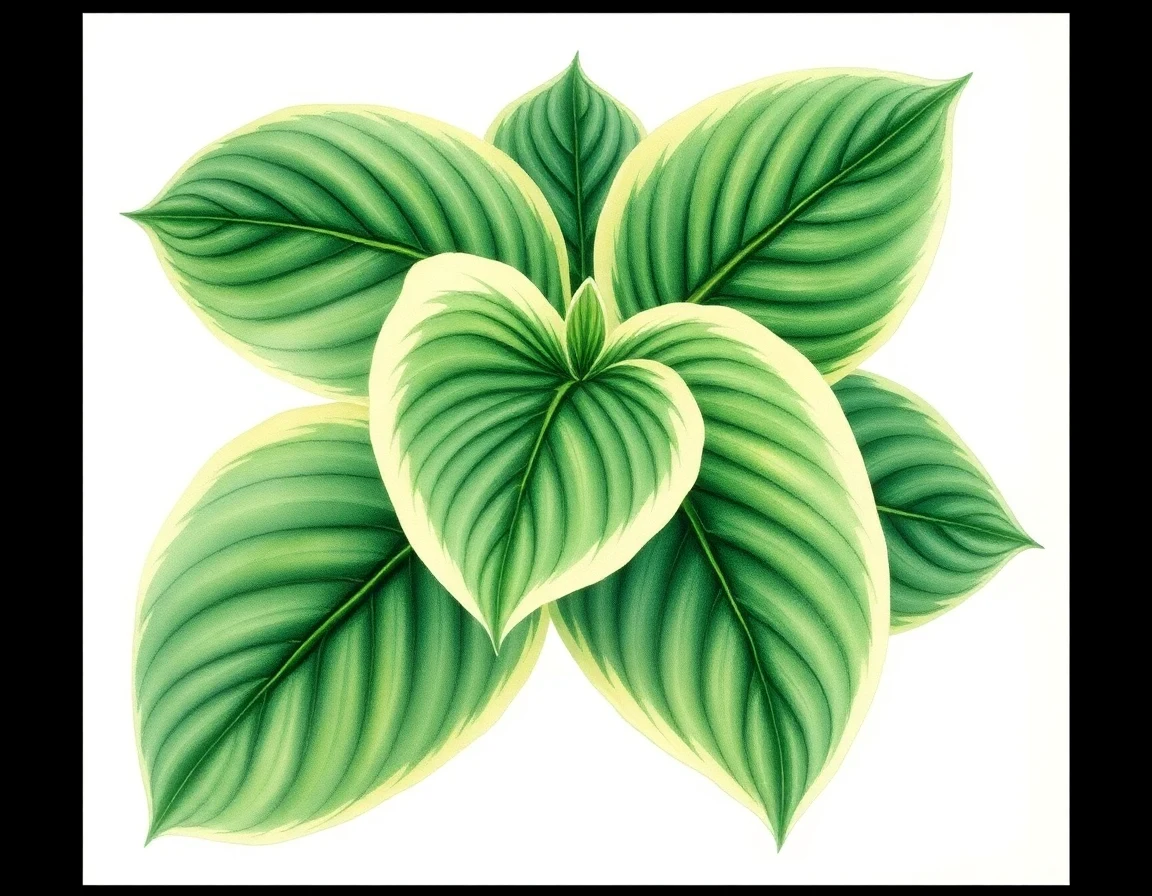 Watercolor illustration of Hosta 'Eggs Benedict'