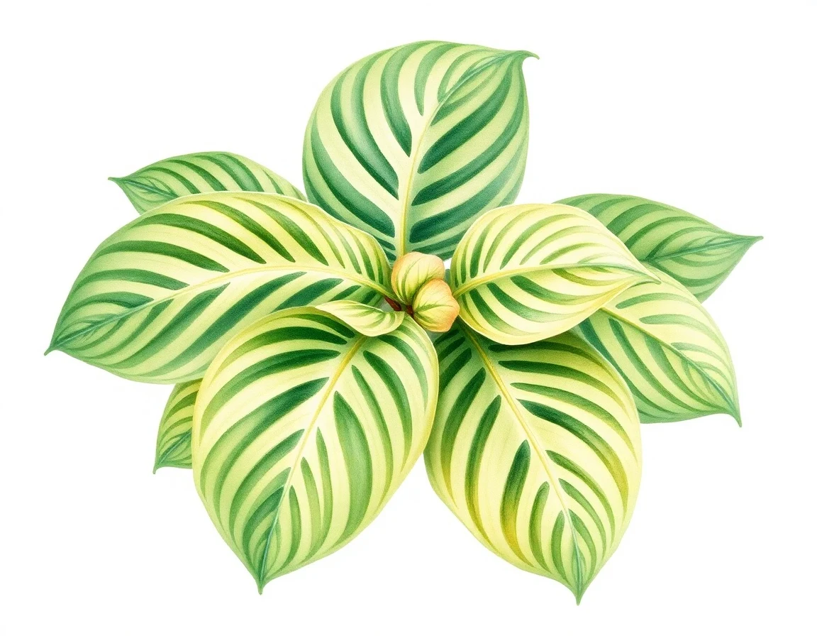 Watercolor illustration of Hosta 'Elf Bonnet'