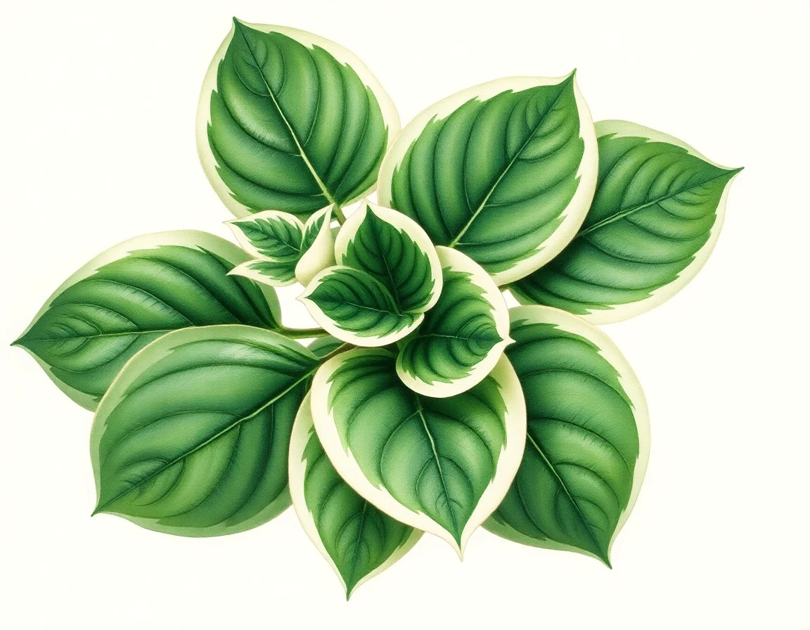 Watercolor illustration of Hosta 'Elfin Cup'