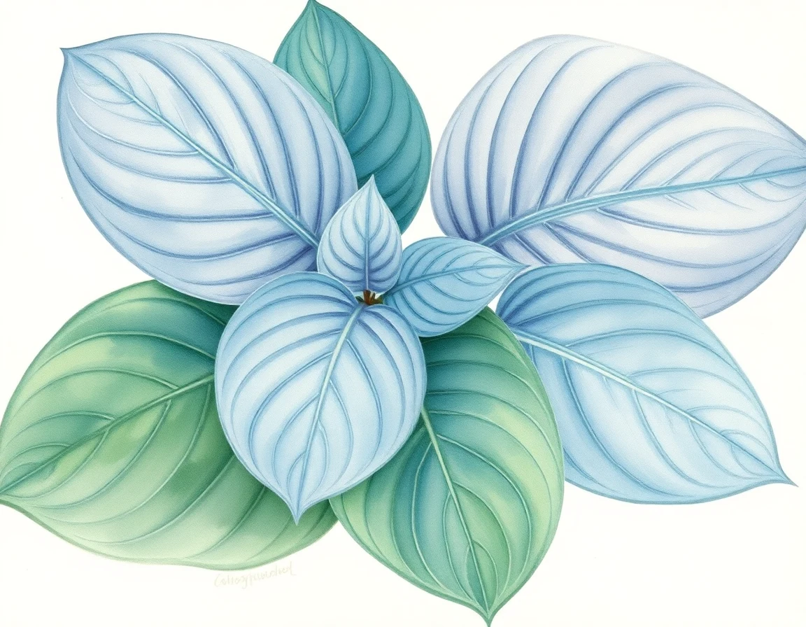 Watercolor illustration of Hosta 'Ellen F. Weissenberger'