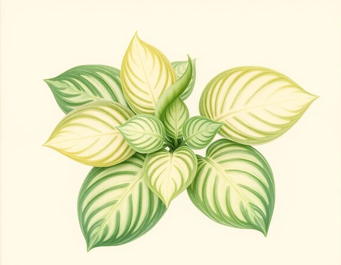 Watercolor illustration of Hosta 'Emerald Crown'