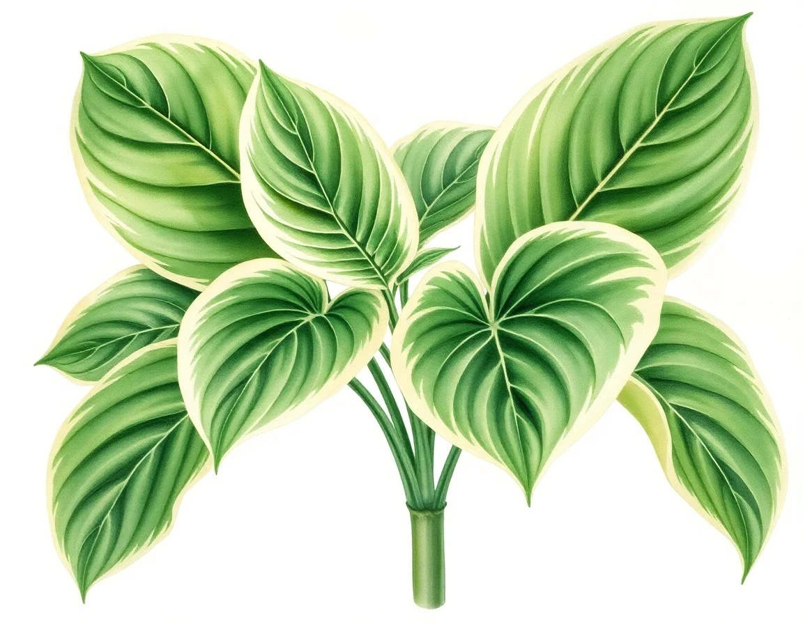 Watercolor illustration of Hosta 'Emerald Crust'