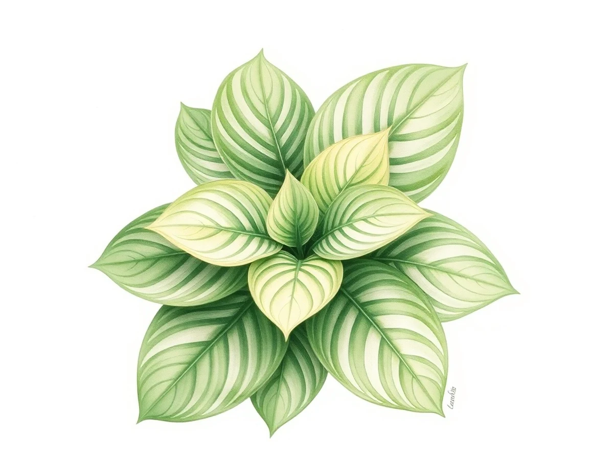 Watercolor illustration of Hosta 'Emerald Elf'