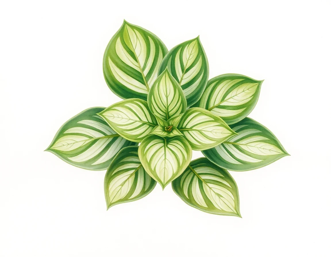 Watercolor illustration of Hosta 'Emerald Mist'