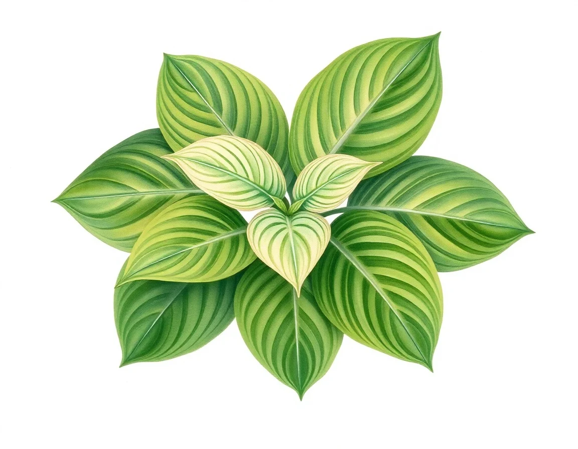 Watercolor illustration of Hosta 'Emerald Skies'