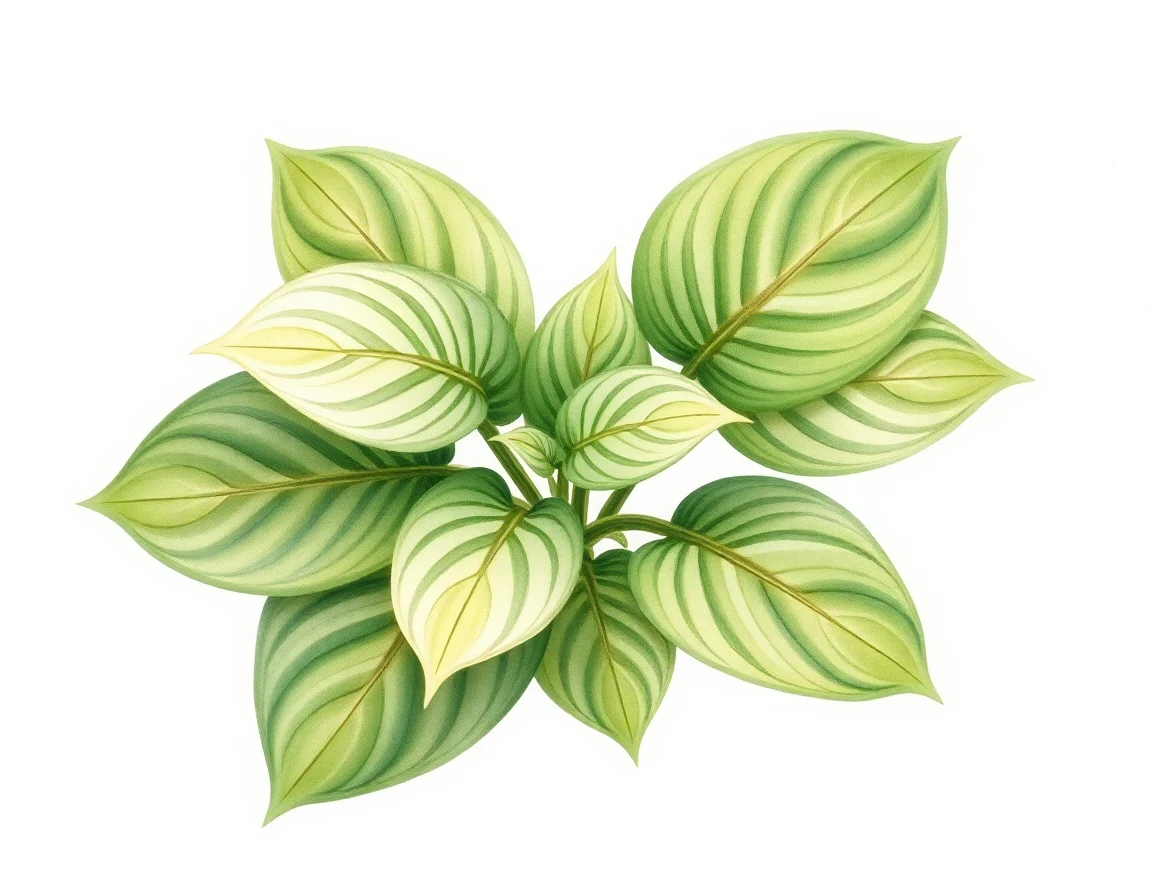Watercolor illustration of Hosta 'Emeralds and Rubies'