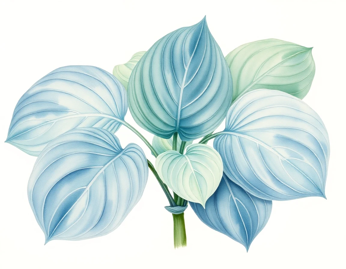 Watercolor illustration of Hosta 'Eminence Grise'