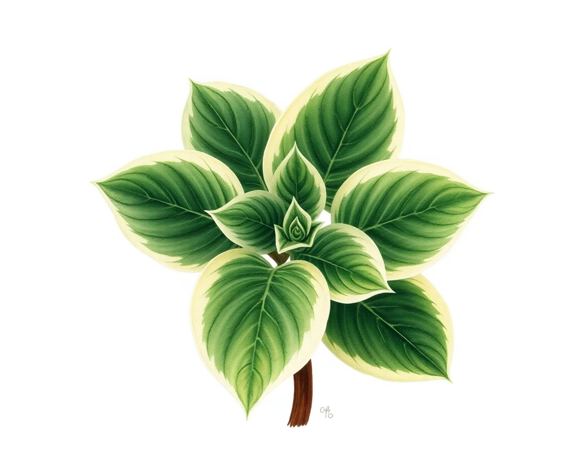 Watercolor illustration of Hosta 'Emma'