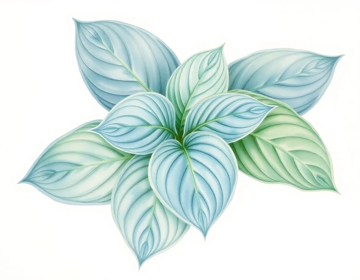 Watercolor illustration of Hosta 'Endearing Endeavor'