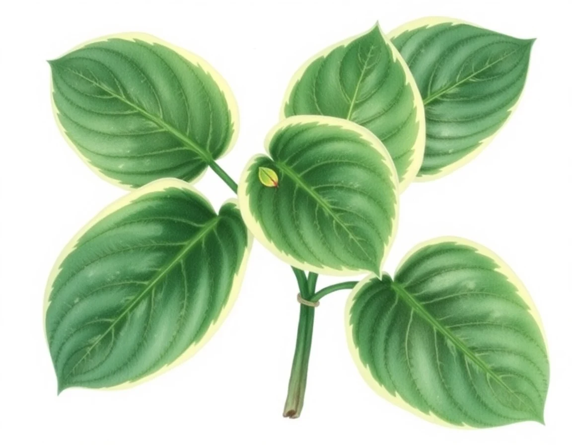 Watercolor illustration of Hosta 'Evening Gown'