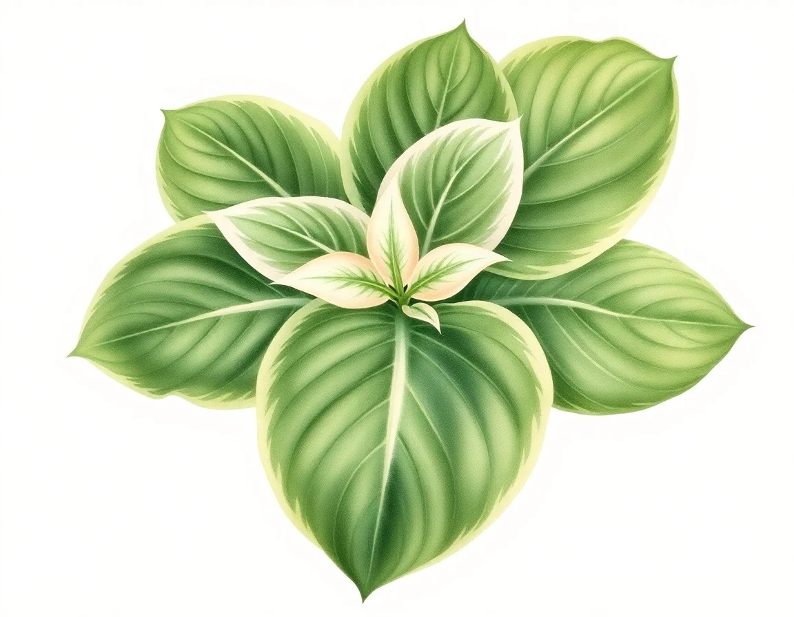 Watercolor illustration of Hosta 'Evening Magic'