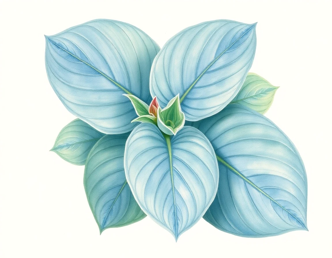 Watercolor illustration of Hosta 'Evening Shadows'