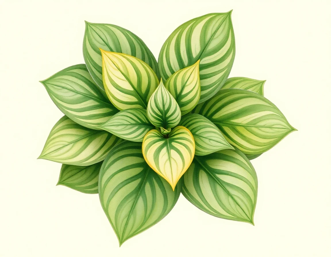 Watercolor illustration of Hosta 'Evening Star'