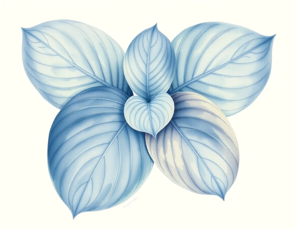 Watercolor illustration of Hosta 'Faded Genes'