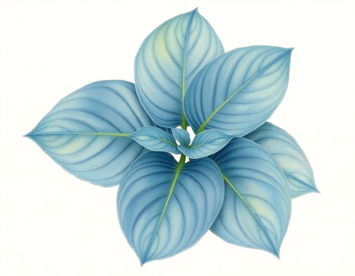 Watercolor illustration of Hosta 'Faerie Dust'