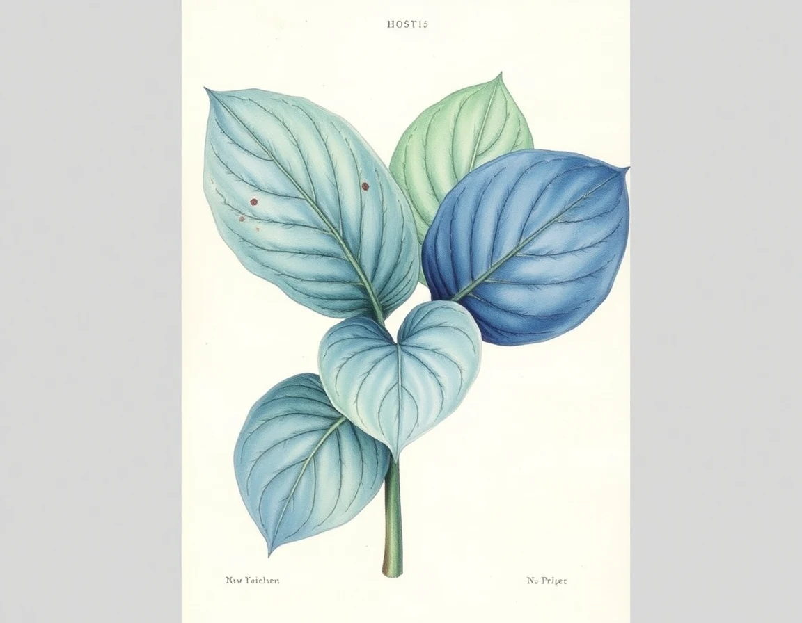 Watercolor illustration of Hosta 'Fancy Francee'