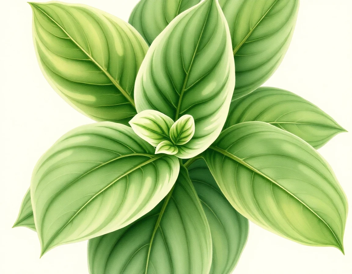 Watercolor illustration of Hosta 'Fascinating Rhythm'