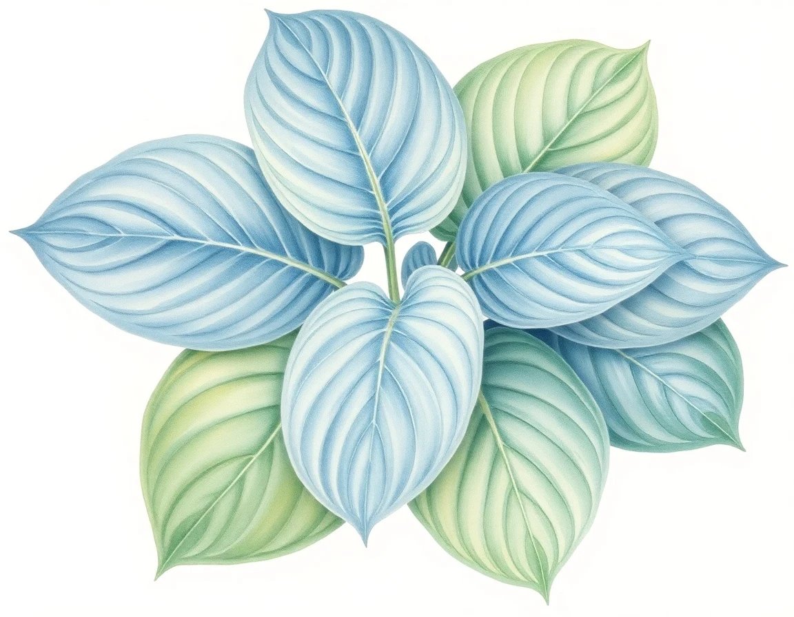 Watercolor illustration of Hosta 'Fashionista'