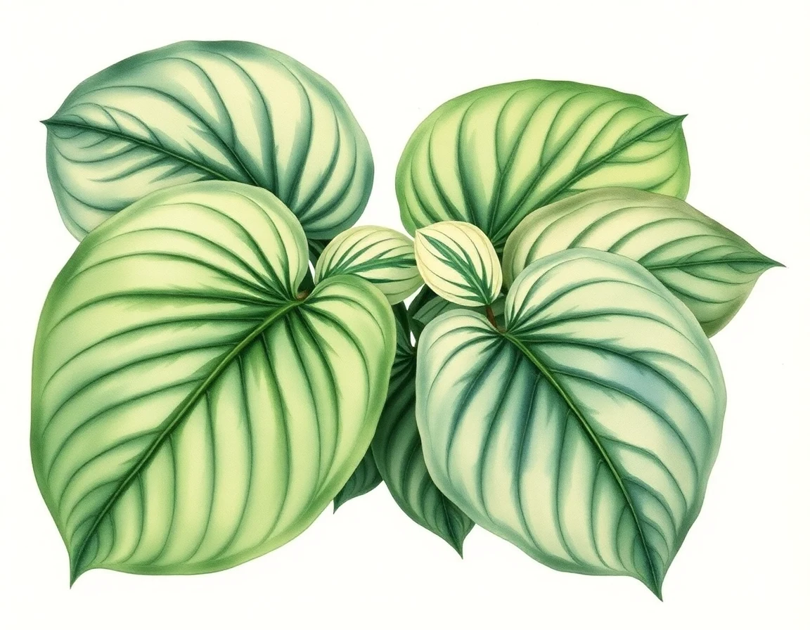Watercolor illustration of Hosta 'Ffred'