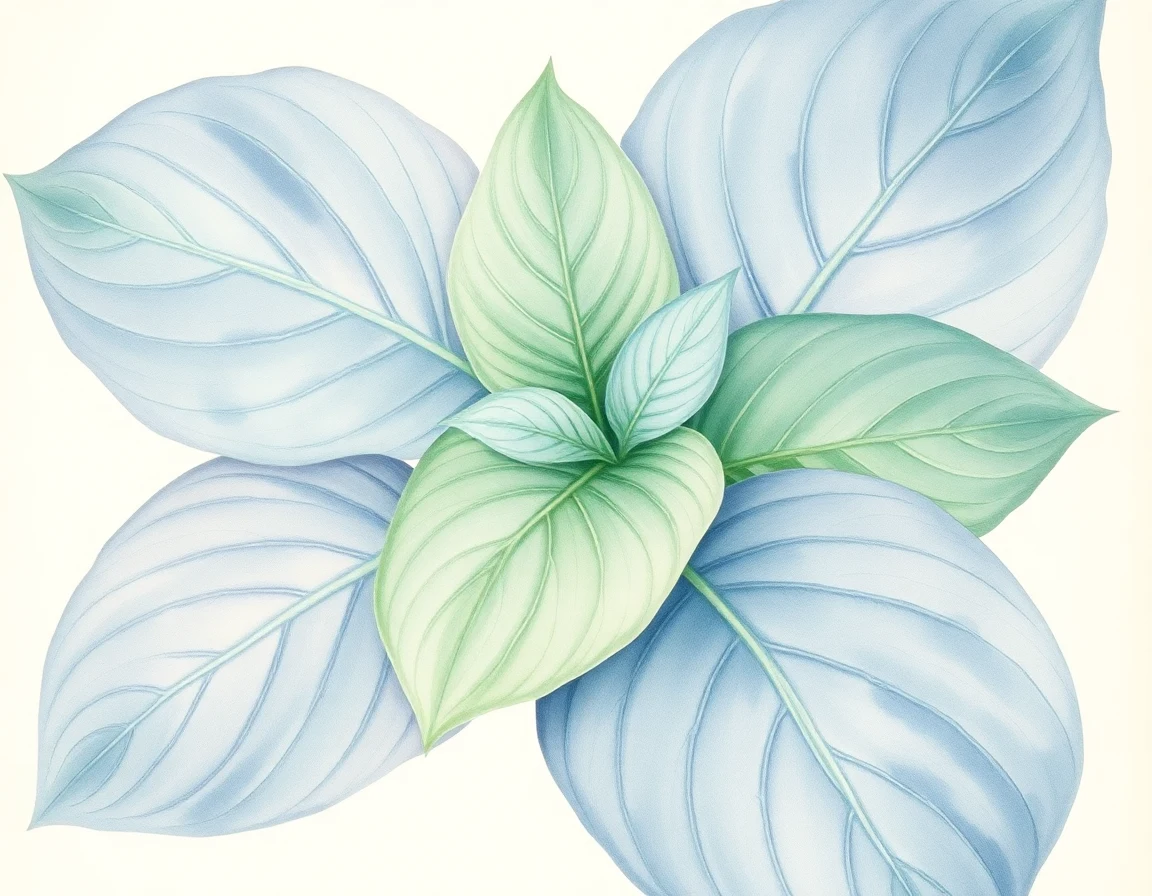 Watercolor illustration of Hosta 'Fire and Brimstone'