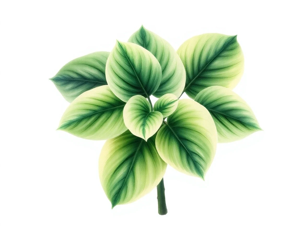 Watercolor illustration of Hosta 'Fireworks'