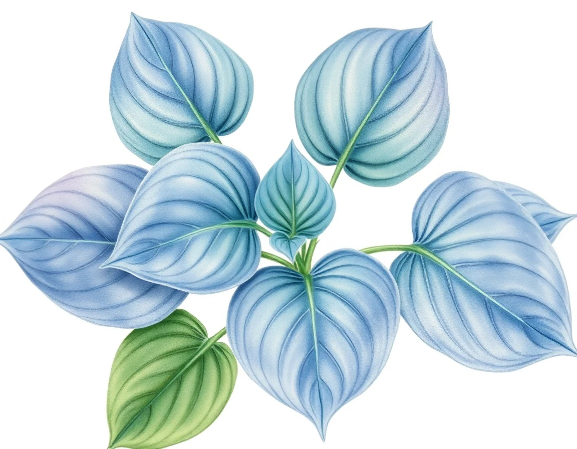 Watercolor illustration of Hosta 'Flamenco Mouse'
