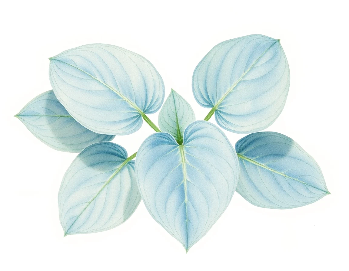 Watercolor illustration of Hosta 'Flemish Clouds'