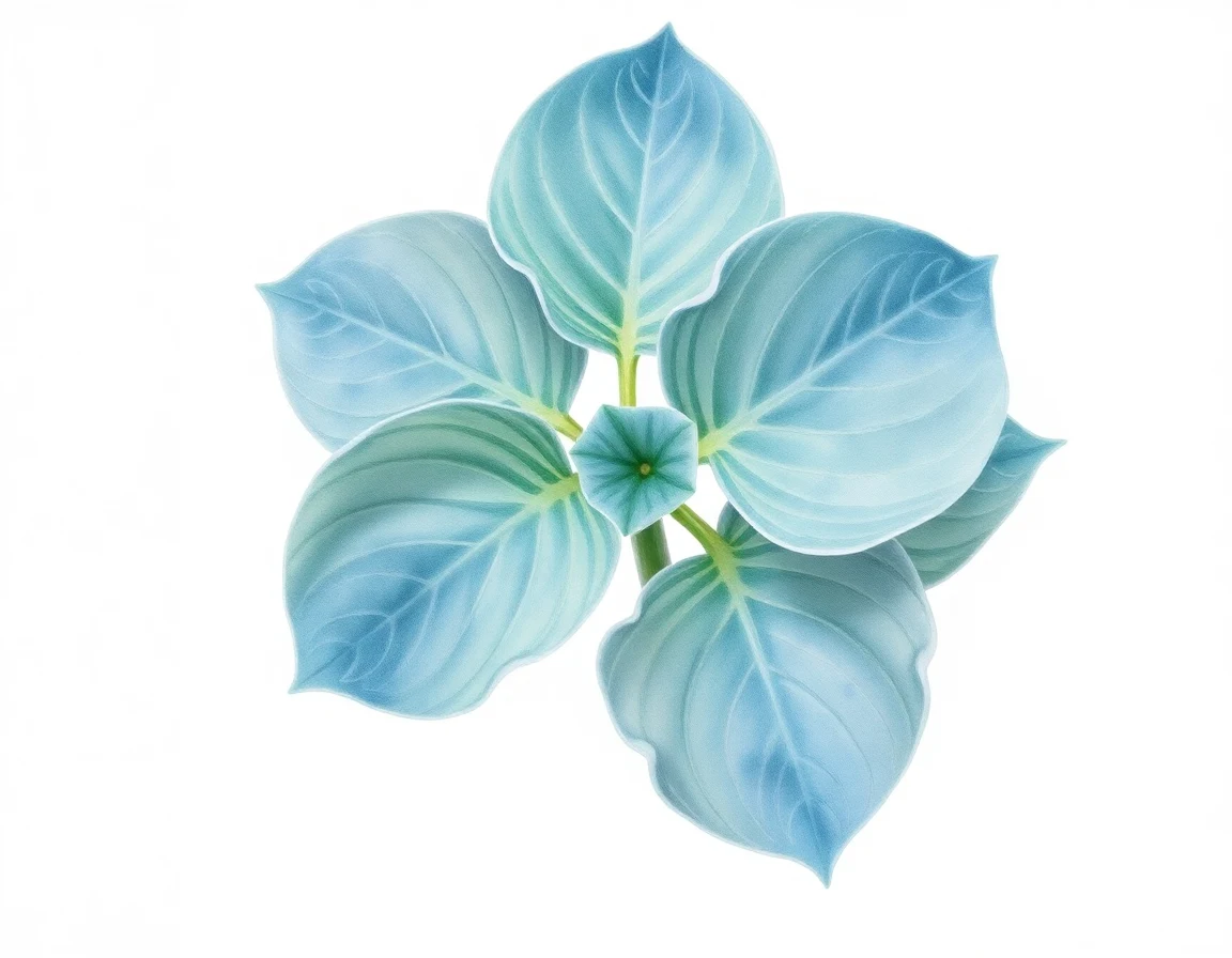 Watercolor illustration of Hosta 'Flemish Melody'