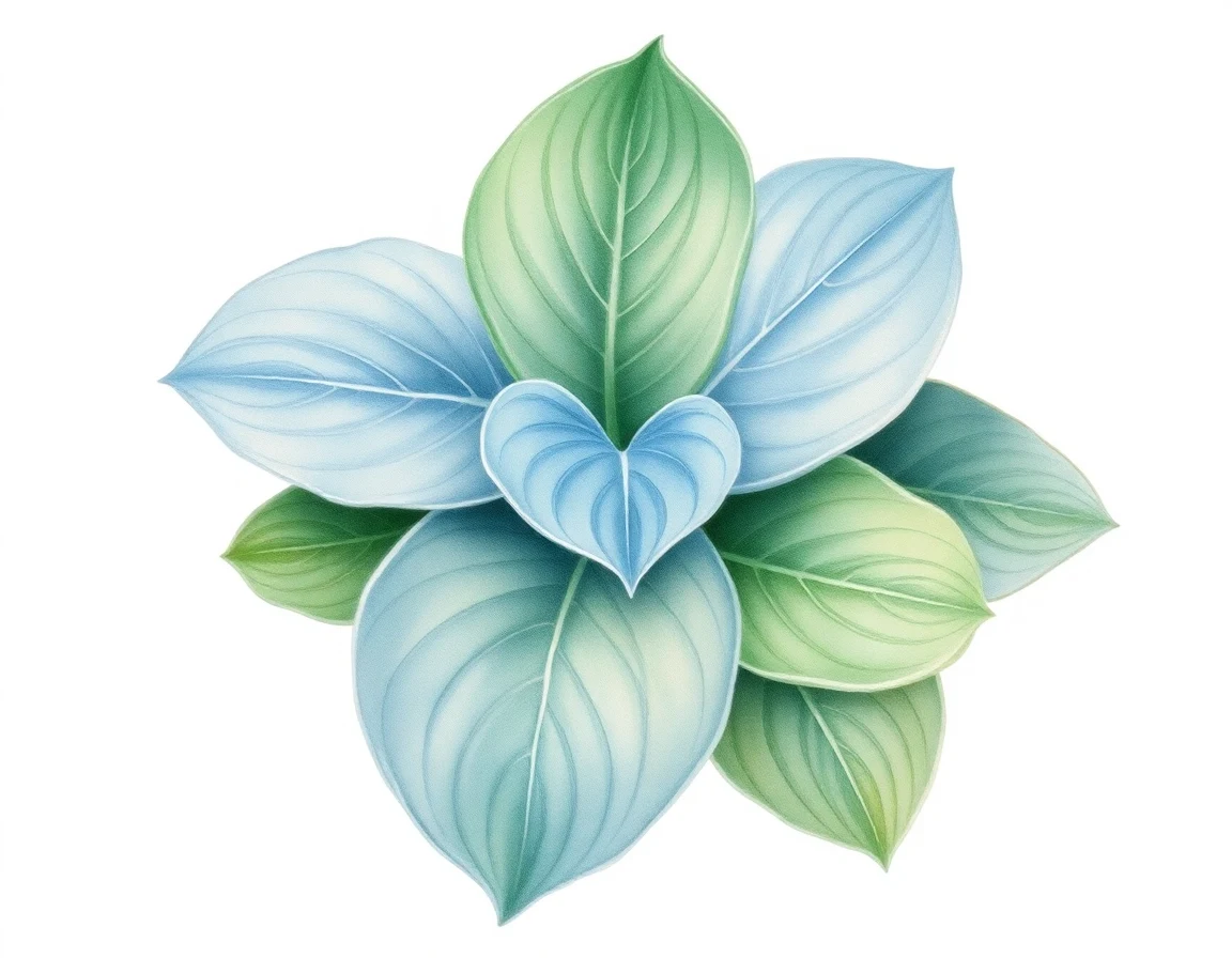 Watercolor illustration of Hosta 'Flemish Milkshake'