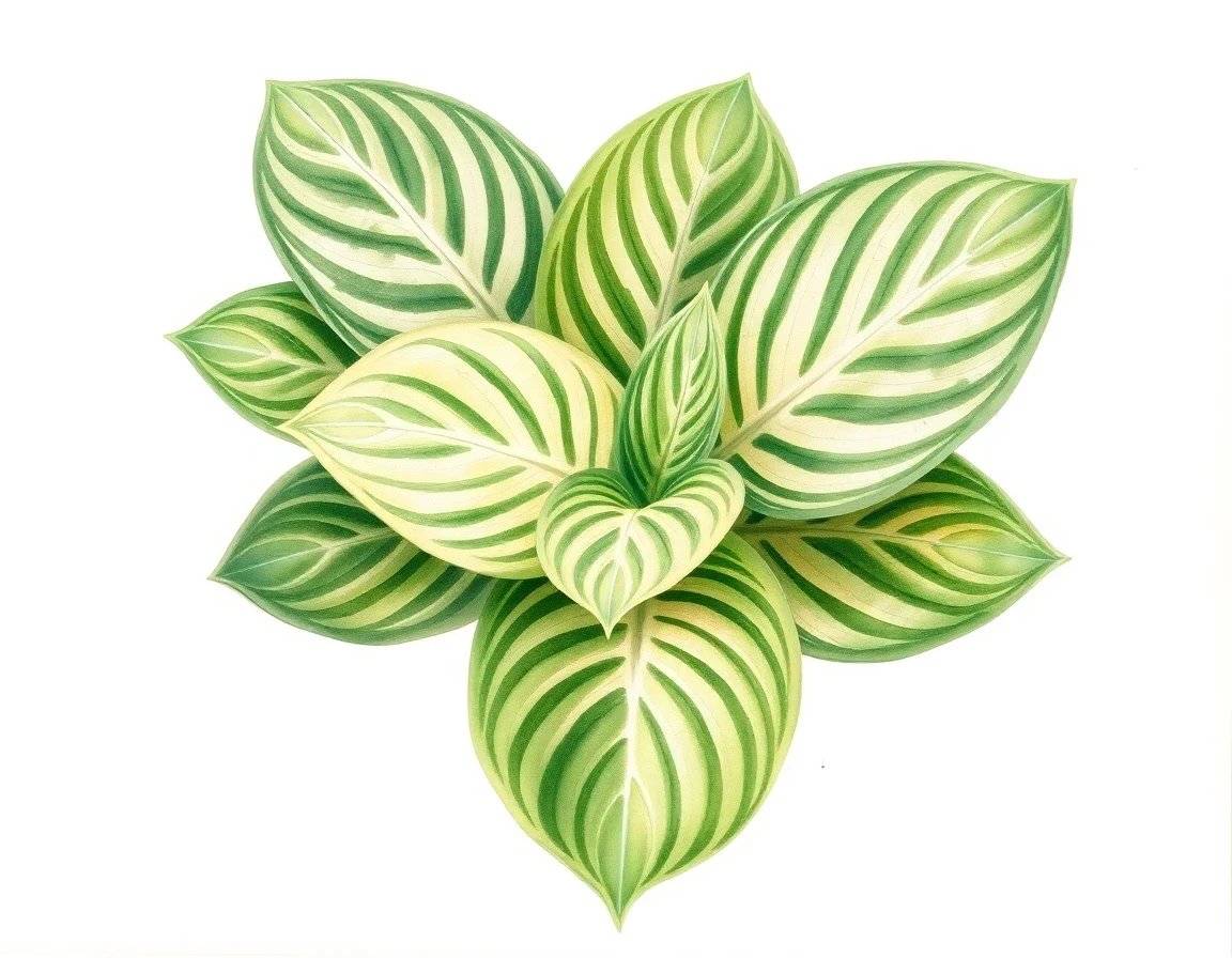Watercolor illustration of Hosta 'Floramora'