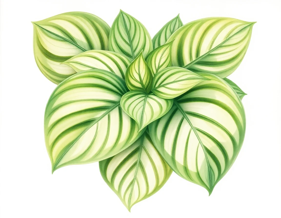 Watercolor illustration of Hosta 'Fluted Fountain'