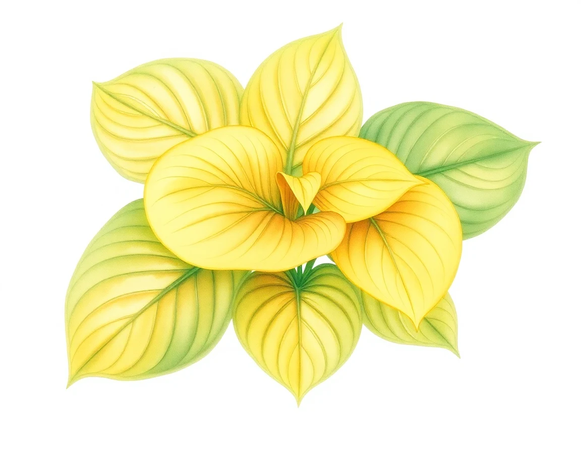 Watercolor illustration of Hosta 'Fool's Gold'